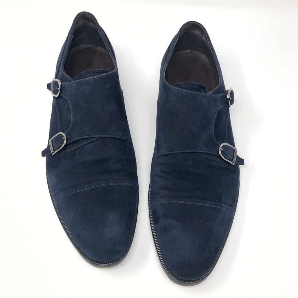 ERMENEGILDO ZEGNA Monk Strap Suede Dress Shoes 13
